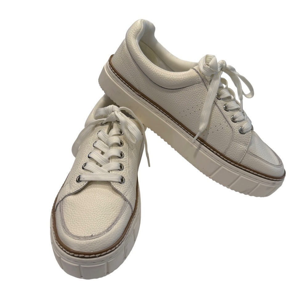 Vince Camuto ”Randay” Women’s Platform Bright White Leather Sneakers Sz 9.5 New